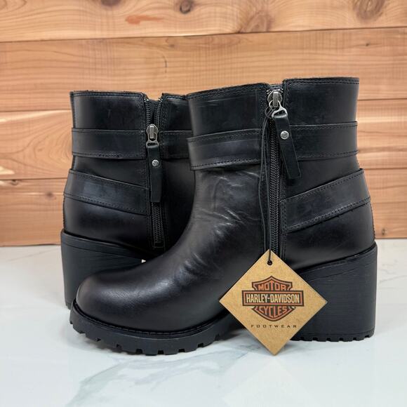 Harley Davidson LaLanne Double Strap Black Motorcycle Boots D84711 Women's 7.5 M - Picture 12 of 14
